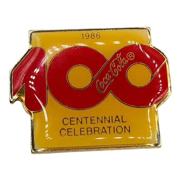 VTG Coca Cola 1986 100th Centennial Celebration Anniversary Lapel Hat PIN Enamel - Picture 2 of 6